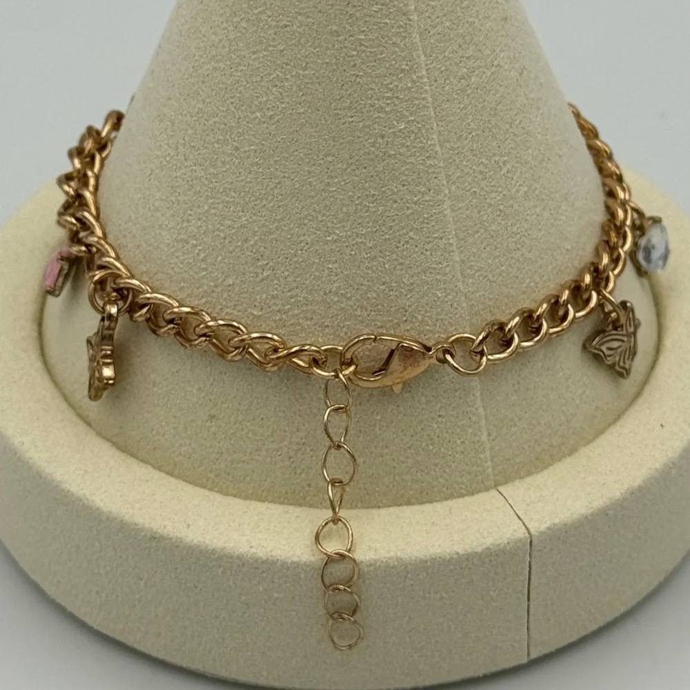 Wicked Glinda Charm Bracelet Claire’s Ariana Grande Pink Shoe Dress Heart‎ Rare